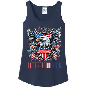 Proud American Eagle Let Freedom Ring Patriotic Design Ladies Essential Tank