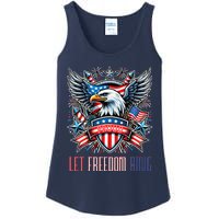 Proud American Eagle Let Freedom Ring Patriotic Design Ladies Essential Tank