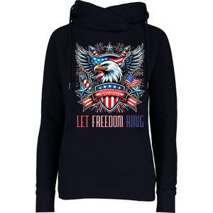 Proud American Eagle Let Freedom Ring Patriotic Design Womens Funnel Neck Pullover Hood