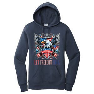 Proud American Eagle Let Freedom Ring Patriotic Design Women's Pullover Hoodie