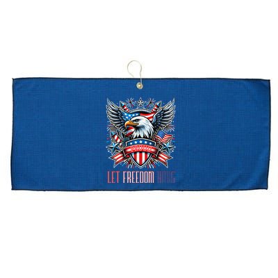 Proud American Eagle Let Freedom Ring Patriotic Design Large Microfiber Waffle Golf Towel