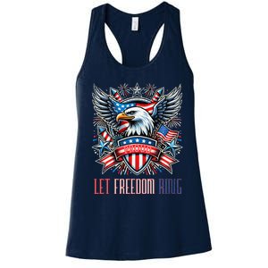 Proud American Eagle Let Freedom Ring Patriotic Design Women's Racerback Tank