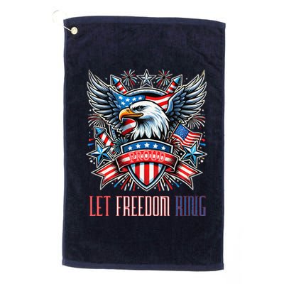 Proud American Eagle Let Freedom Ring Patriotic Design Platinum Collection Golf Towel