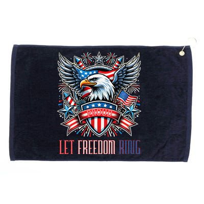 Proud American Eagle Let Freedom Ring Patriotic Design Grommeted Golf Towel