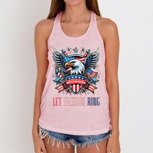 Proud American Eagle Let Freedom Ring Patriotic Design Women's Knotted Racerback Tank