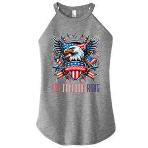 Proud American Eagle Let Freedom Ring Patriotic Design Women's Perfect Tri Rocker Tank