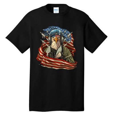 Patriotic American Eagle Fighter Pilot Tall T-Shirt