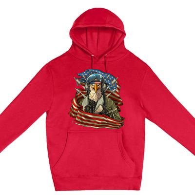 Patriotic American Eagle Fighter Pilot Premium Pullover Hoodie