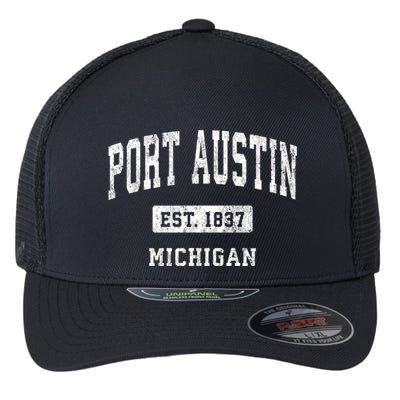 Port Austin Est 1837 Michigan Mi Vintage Established Athletic Sports Design Flexfit Unipanel Trucker Cap