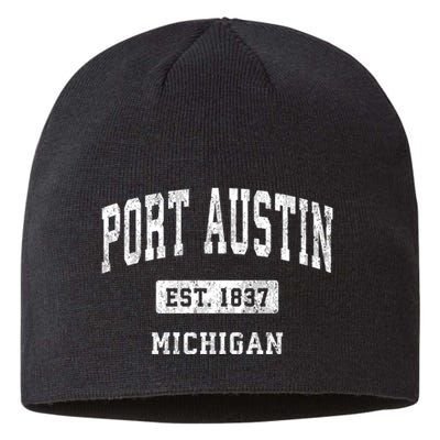 Port Austin Est 1837 Michigan Mi Vintage Established Athletic Sports Design Sustainable Beanie