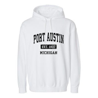 Port Austin Est 1837 Michigan Mi Vintage Established Athletic Sports Design Garment-Dyed Fleece Hoodie