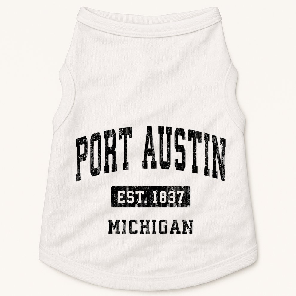 Port Austin Est 1837 Michigan Mi Vintage Established Athletic Sports Design Doggie Tank