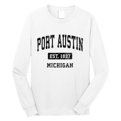Port Austin Est 1837 Michigan Mi Vintage Established Athletic Sports Design Long Sleeve Shirt
