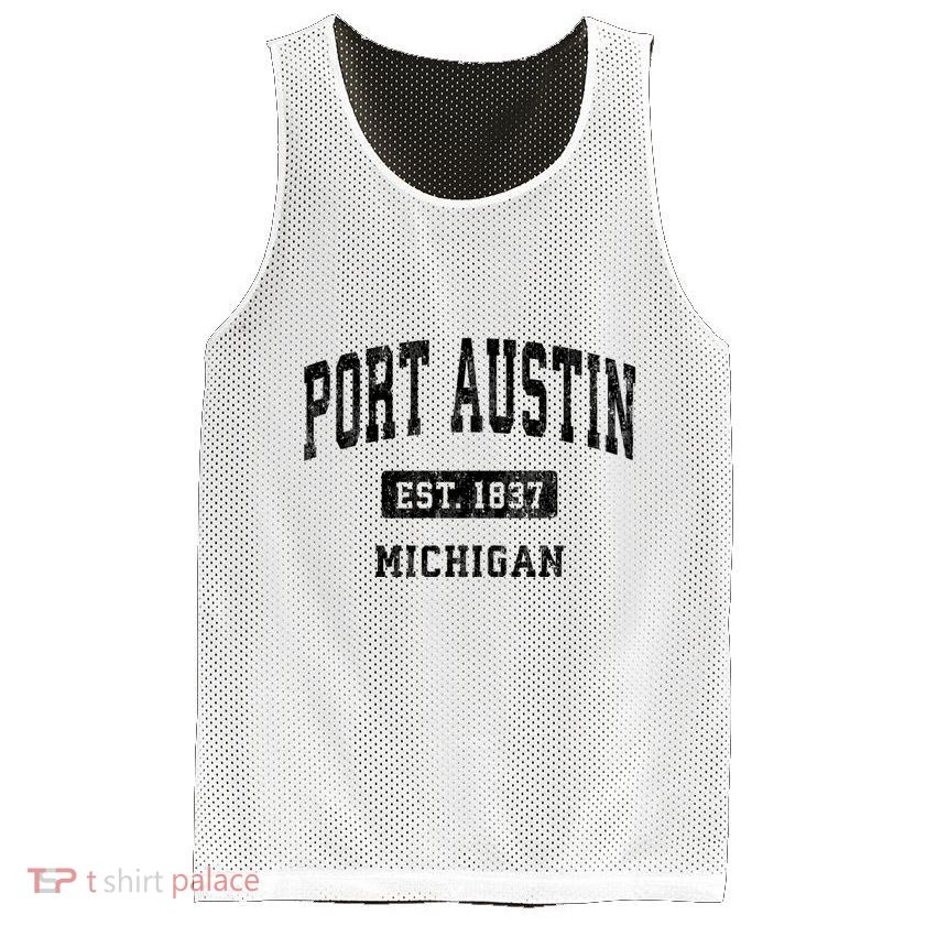Port Austin Est 1837 Michigan Mi Vintage Established Athletic Sports Design Mesh Reversible Basketball Jersey Tank