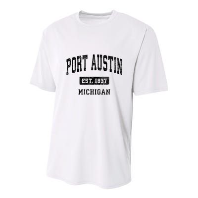 Port Austin Est 1837 Michigan Mi Vintage Established Athletic Sports Design Youth Performance Sprint T-Shirt