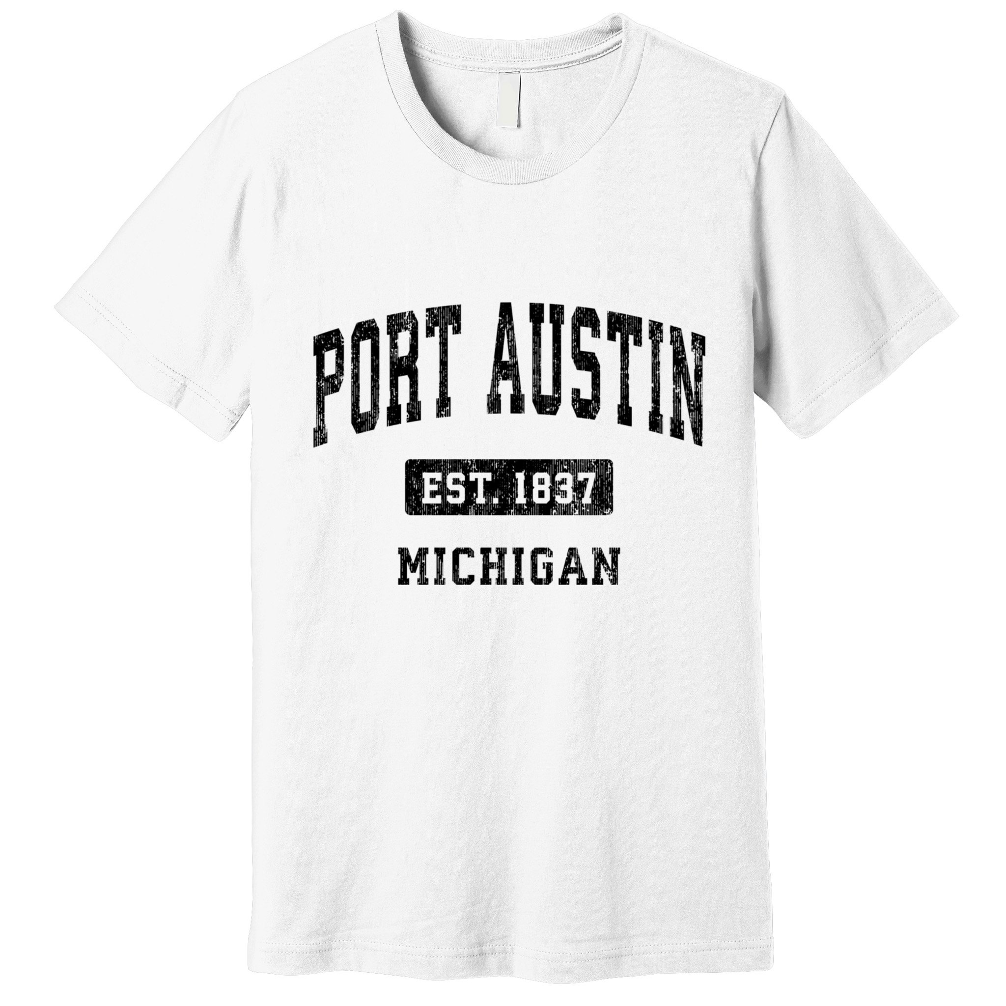 Port Austin Est 1837 Michigan Mi Vintage Established Athletic Sports Design Premium T-Shirt