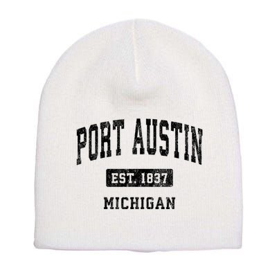 Port Austin Est 1837 Michigan Mi Vintage Established Athletic Sports Design Short Acrylic Beanie
