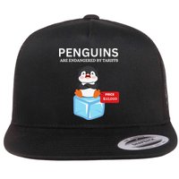 Penguins Are Endangered By Tariffs Funny Penguin Flat Bill Trucker Hat