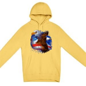 Patriotic American Eagle USA Flag Premium Pullover Hoodie