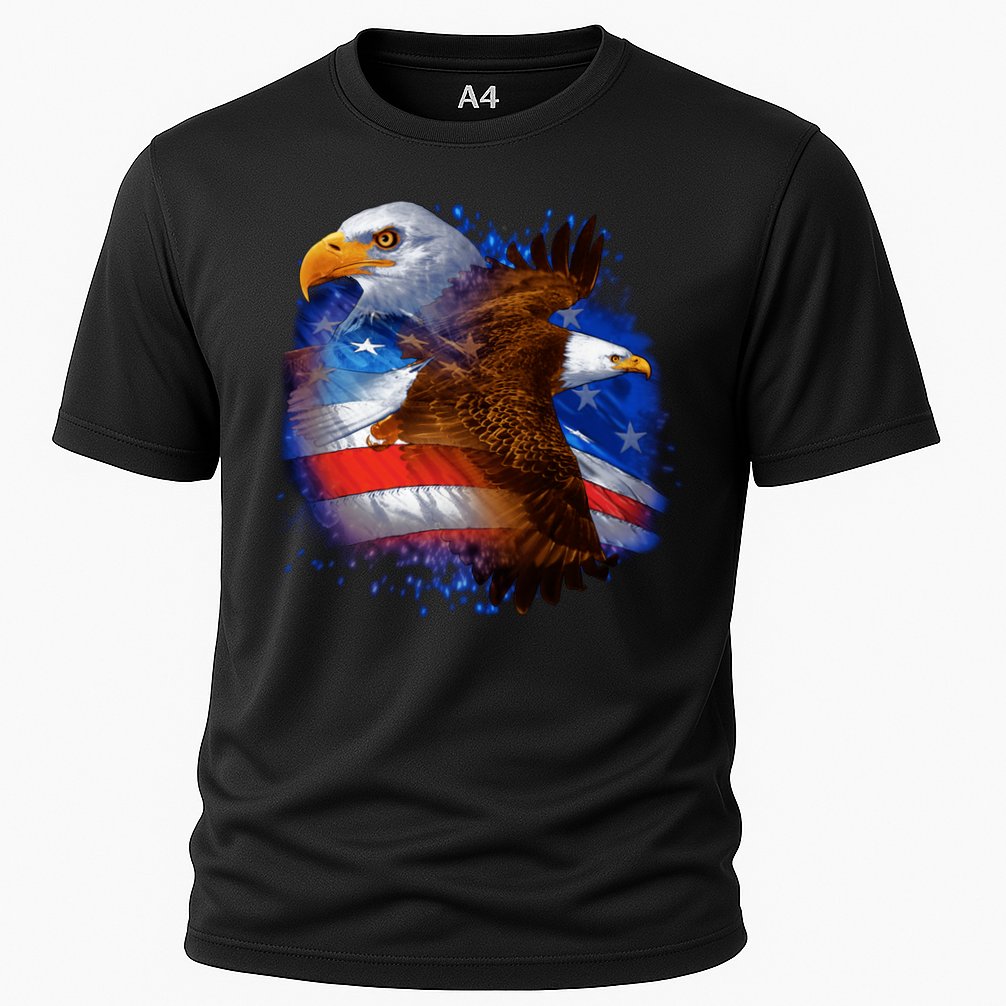 Patriotic American Eagle USA Flag Cooling Performance Crew T-Shirt