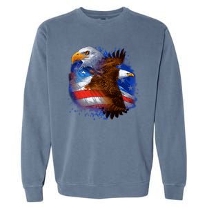 Patriotic American Eagle USA Flag Garment-Dyed Sweatshirt