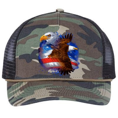 Patriotic American Eagle USA Flag Retro Rope Trucker Hat Cap