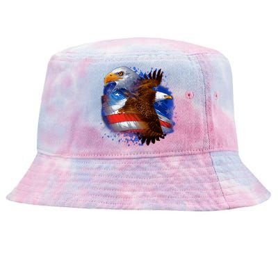 Patriotic American Eagle USA Flag Tie-Dyed Bucket Hat