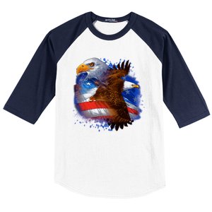 Patriotic American Eagle USA Flag Baseball Sleeve Shirt