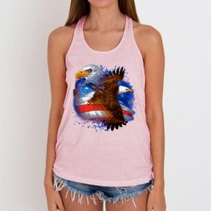 Patriotic American Eagle USA Flag Women's Knotted Racerback Tank