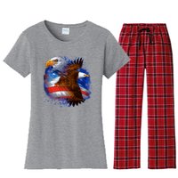 Patriotic American Eagle USA Flag Women's Flannel Pajama Set