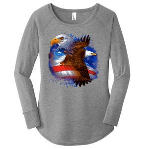 Patriotic American Eagle USA Flag Women's Perfect Tri Tunic Long Sleeve Shirt