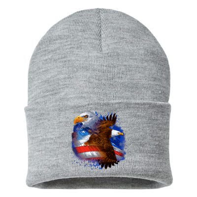 Patriotic American Eagle USA Flag Sustainable Knit Beanie