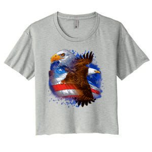 Patriotic American Eagle USA Flag Women's Crop Top Tee