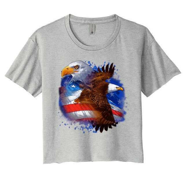 Patriotic American Eagle USA Flag Crop Top