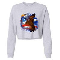 Patriotic American Eagle USA Flag Cropped Pullover Crew