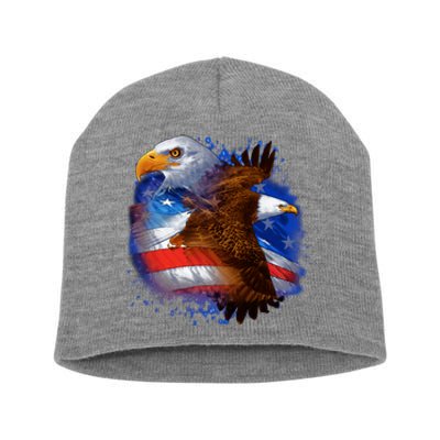 Patriotic American Eagle USA Flag Short Acrylic Beanie