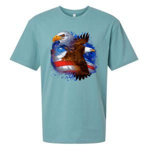 Patriotic American Eagle USA Flag Sueded Cloud Jersey T-Shirt