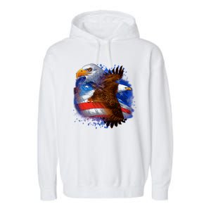 Patriotic American Eagle USA Flag Garment-Dyed Fleece Hoodie