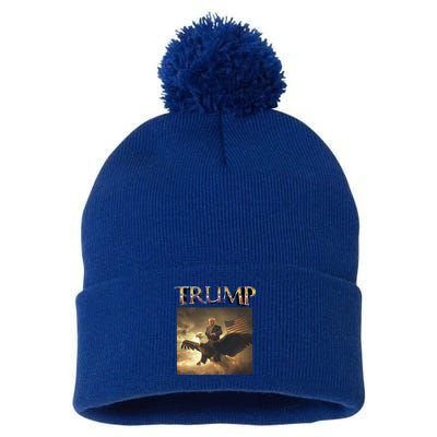 Patriotic American Eagle Election Support Trump And Kamala Gift Pom Pom 12in Knit Beanie