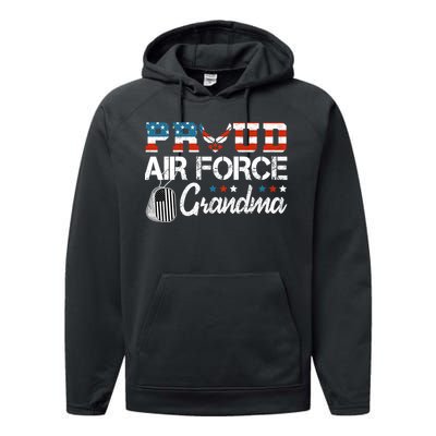 Proud Air Force Grandma US Air Force Military Performance Fleece Hoodie