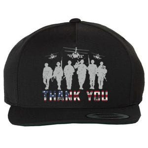 Patriotic American Flag Thank You Solders Memorial Veteran Gift Wool Snapback Cap