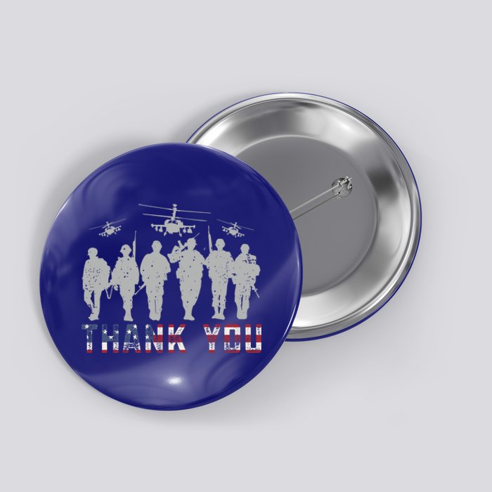 Patriotic American Flag Thank You Solders Memorial Veteran Gift Button