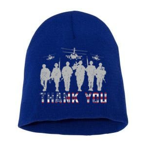 Patriotic American Flag Thank You Solders Memorial Veteran Gift Short Acrylic Beanie