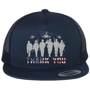 Patriotic American Flag Thank You Solders Memorial Veteran Gift Flat Bill Trucker Hat