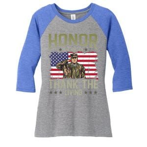 Patriotic American Flag Honor The Fallen Memorial Day Gift Women's Tri-Blend 3/4-Sleeve Raglan Shirt