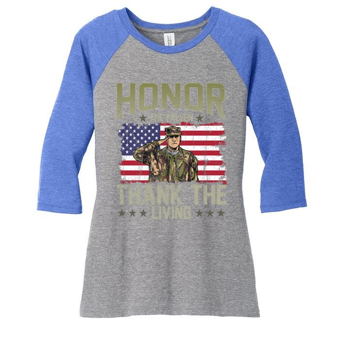 Patriotic American Flag Honor The Fallen Memorial Day Gift Women's Tri-Blend 3/4-Sleeve Raglan Shirt