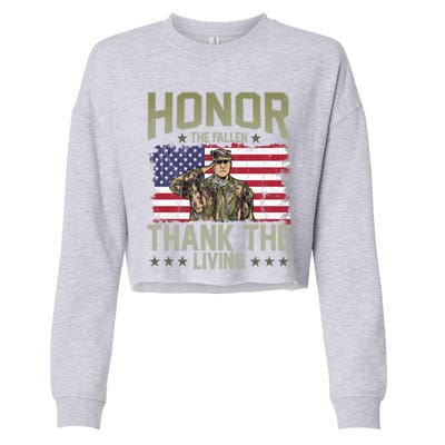 Patriotic American Flag Honor The Fallen Memorial Day Gift Cropped Pullover Crew