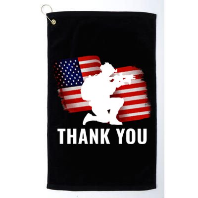 Patriotic American Flag Thank You Veteran Memorial Day Gift Platinum Collection Golf Towel