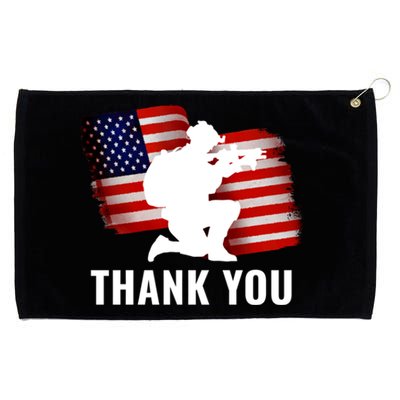 Patriotic American Flag Thank You Veteran Memorial Day Gift Grommeted Golf Towel