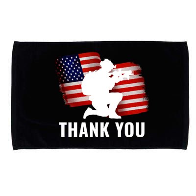 Patriotic American Flag Thank You Veteran Memorial Day Gift Microfiber Hand Towel